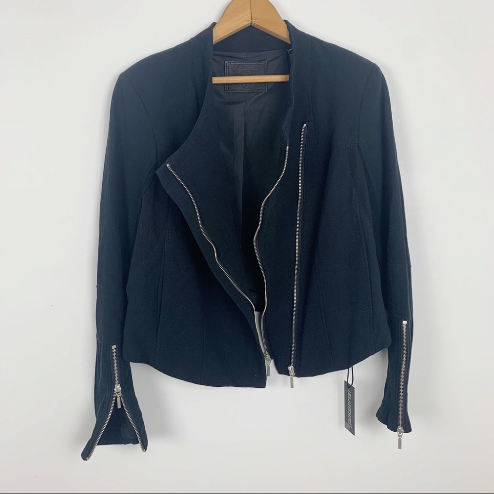 NWT BlankNYC Mesh Detail Crepe Jacket Black Large